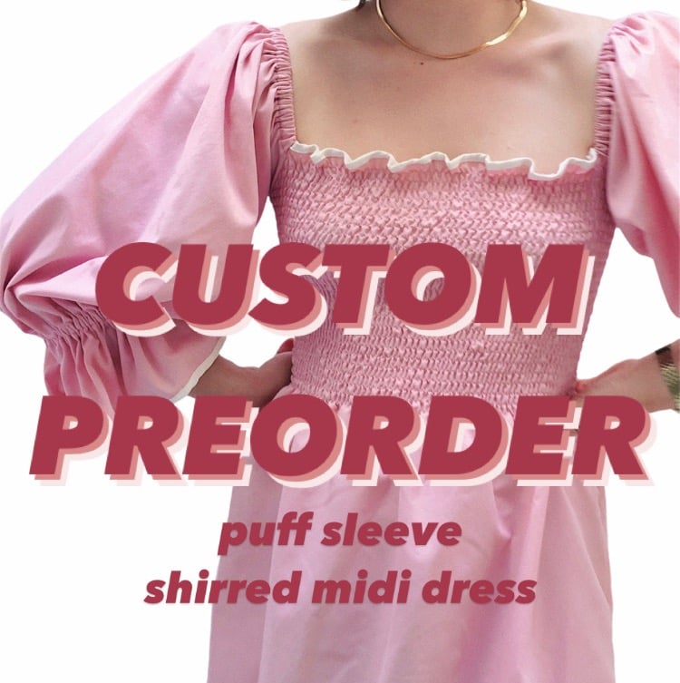 Image of PREORDER — Shirred Puff Sleeve Dress