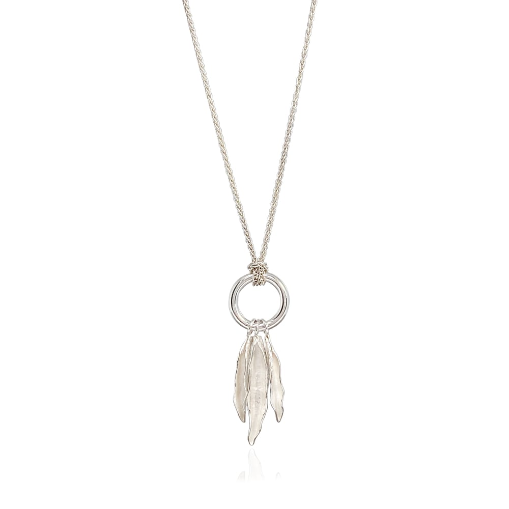 Image of Silver seedpod & circle necklace