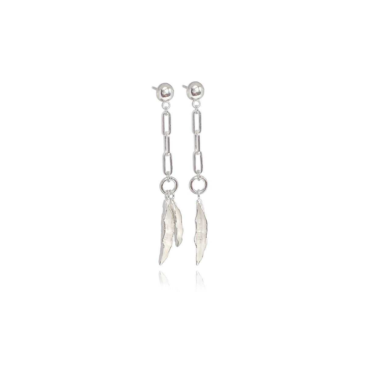 Image of Silver chain link & seedpod studs