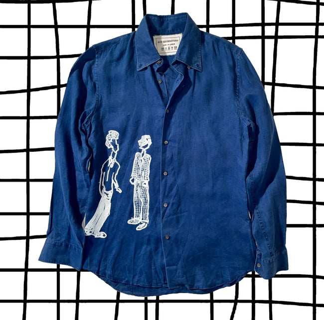 "SMALL TALK" ROYAL BLUE  LINEN SHIRT