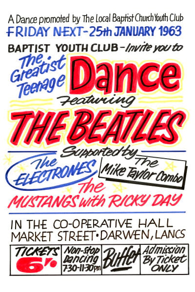 Image of THE BEATLES THE CO-OPERATIVE HALL DARWIN CONCERT POSTER 1963