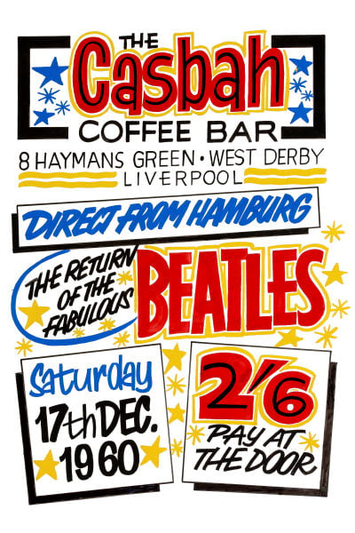 Image of THE BEATLES AT THE CASBAH CONCERT POSTER 1960