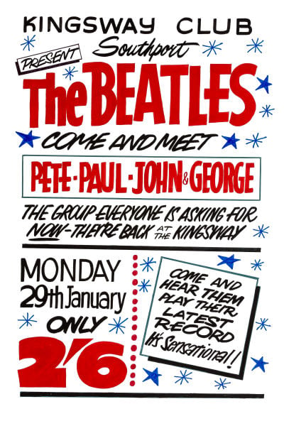 Image of THE BEATLES THE KINGSWAY CLUB SOUTHPORT CONCERT POSTER 1962
