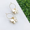 Pearly Butterfly Earrings - White Tones