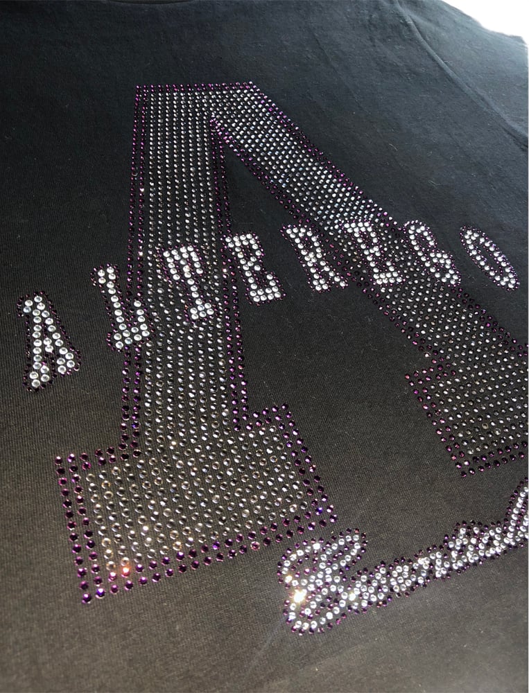 Image of Black Tee Smoke Grey/Plum Rhinestone