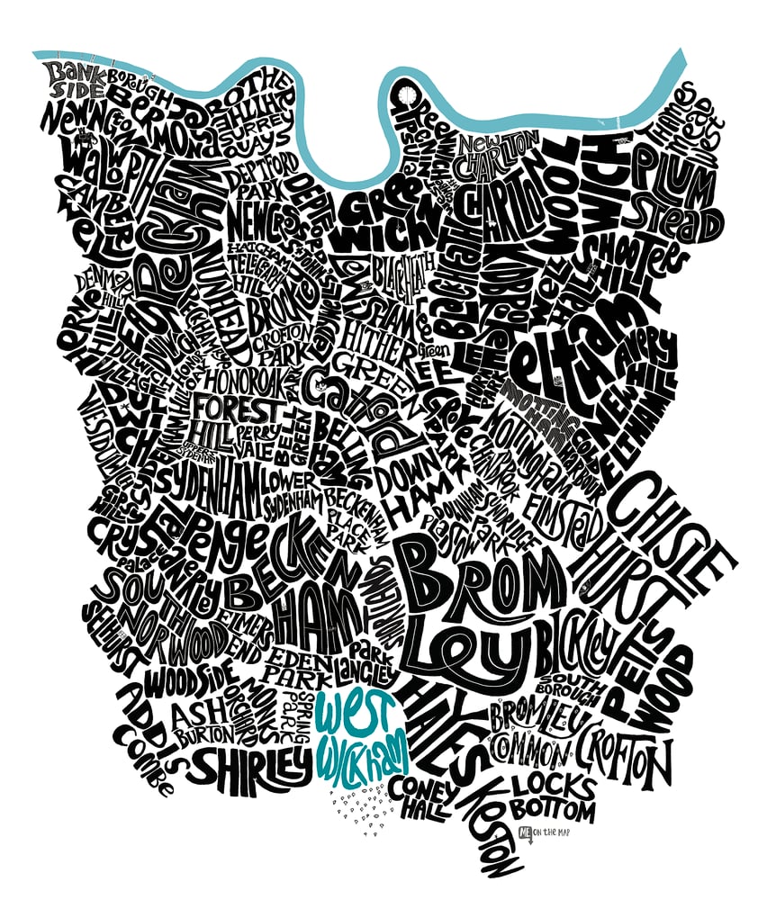 Image of South East London Type Map - Portrait