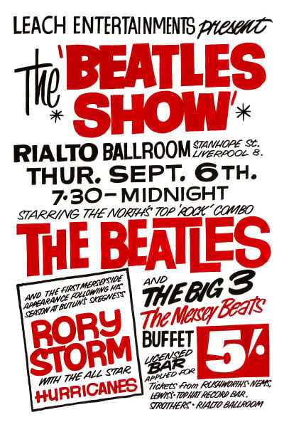 Image of THE BEATLES SHOW AT THE RIALTO GIG POSTER 1962