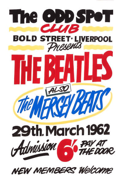 Image of THE BEATLES AT THE ODD SPOT LIVERPOOL CONCERT POSTER 1962