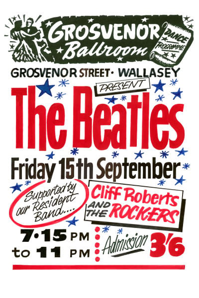 Image of THE BEATLES GROSVENOR BALLROOM CONCERT POSTER 1961