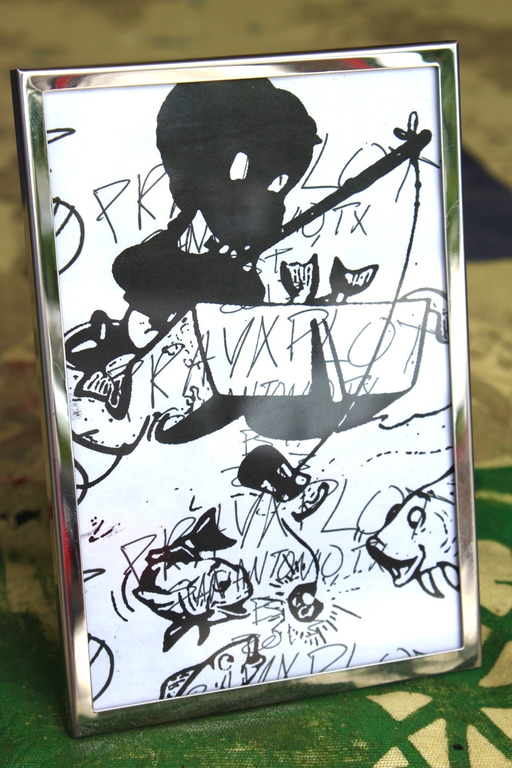“gone fishing” 5in x 7in framed silkscreen print on paper
