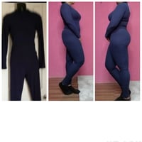 Image 3 of NAVY OR RUST SMALL RIBBED MOCK NECK PANT SET