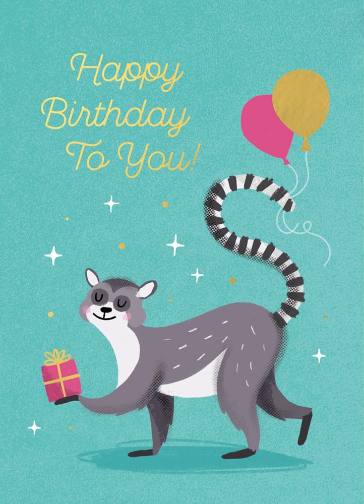 Image of Lemur Birthday Card