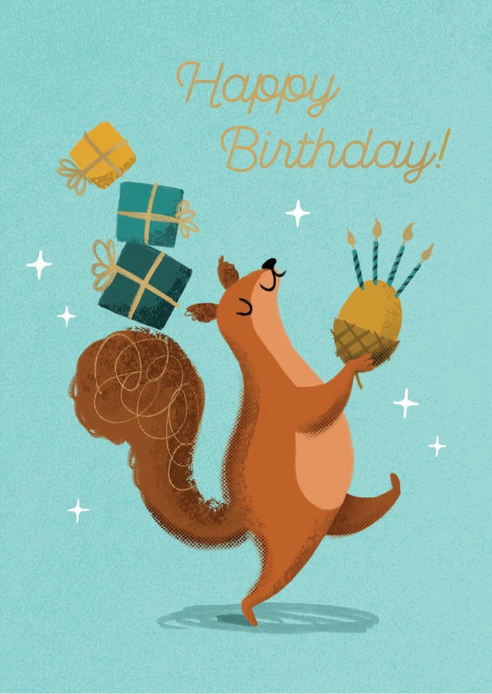Image of Squirrel Birthday Card