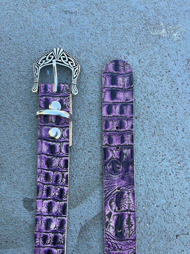 Image of purple leather belt