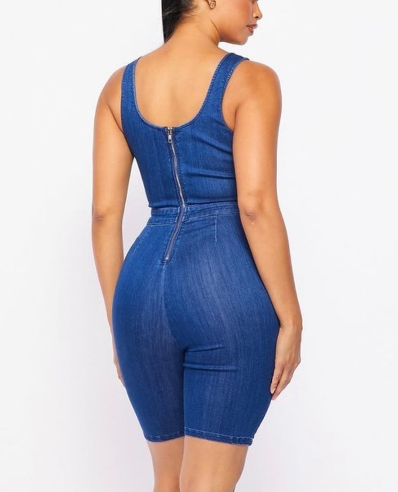 Image of Cutout  Denim Romper