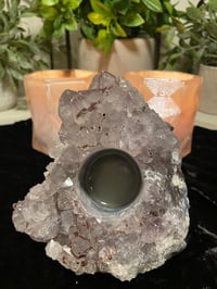 Image 1 of Amethyst w/ Iron Candle Holder