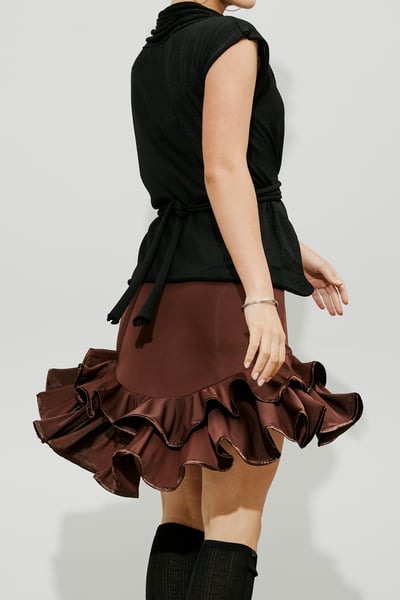 Image of Frill Skirt - Chocolate (J6664)