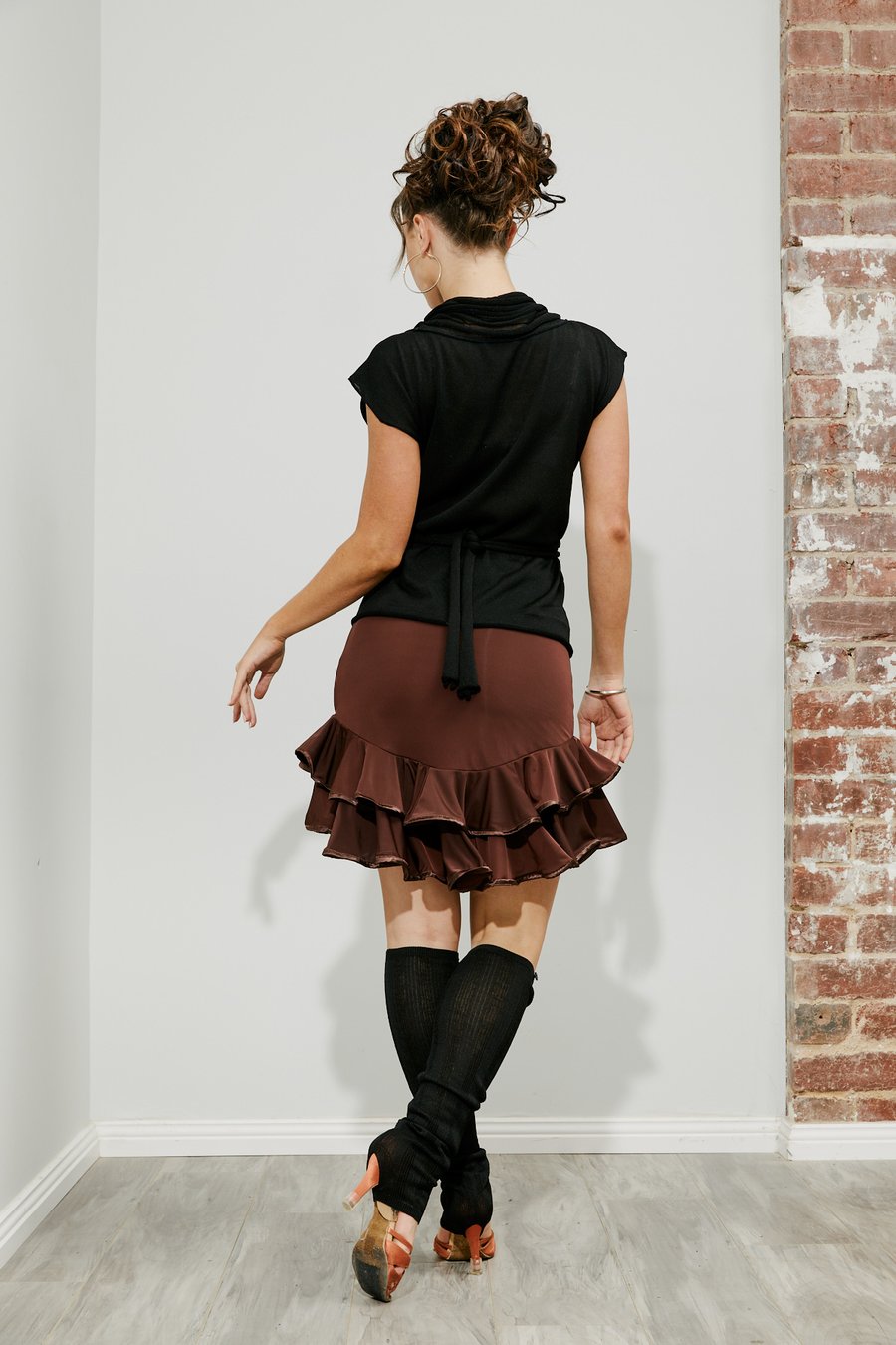 Image of Frill Skirt - Chocolate (J6664) Dancewear latin ballroom