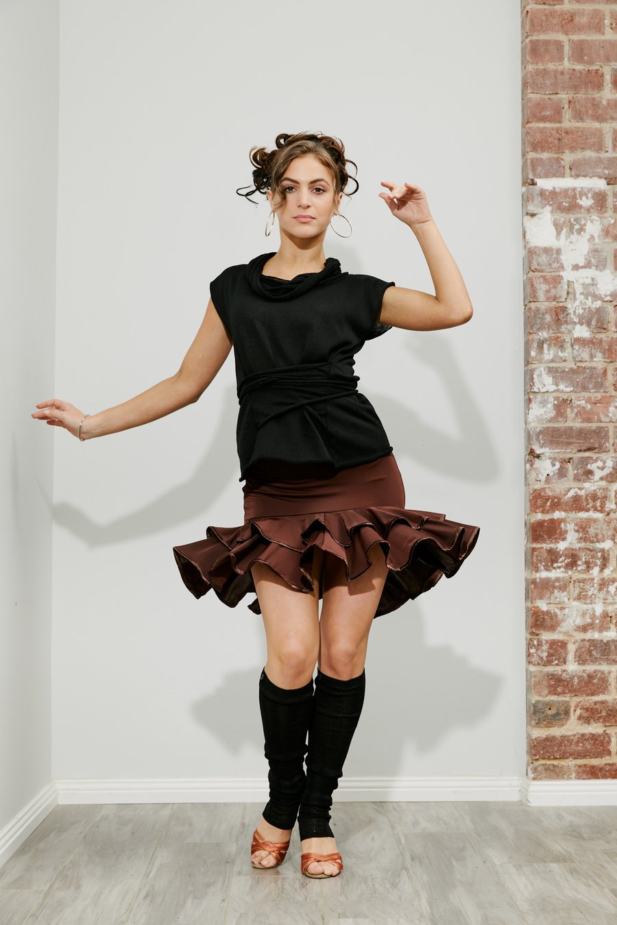 Image of Frill Skirt - Chocolate (J6664) Dancewear latin ballroom