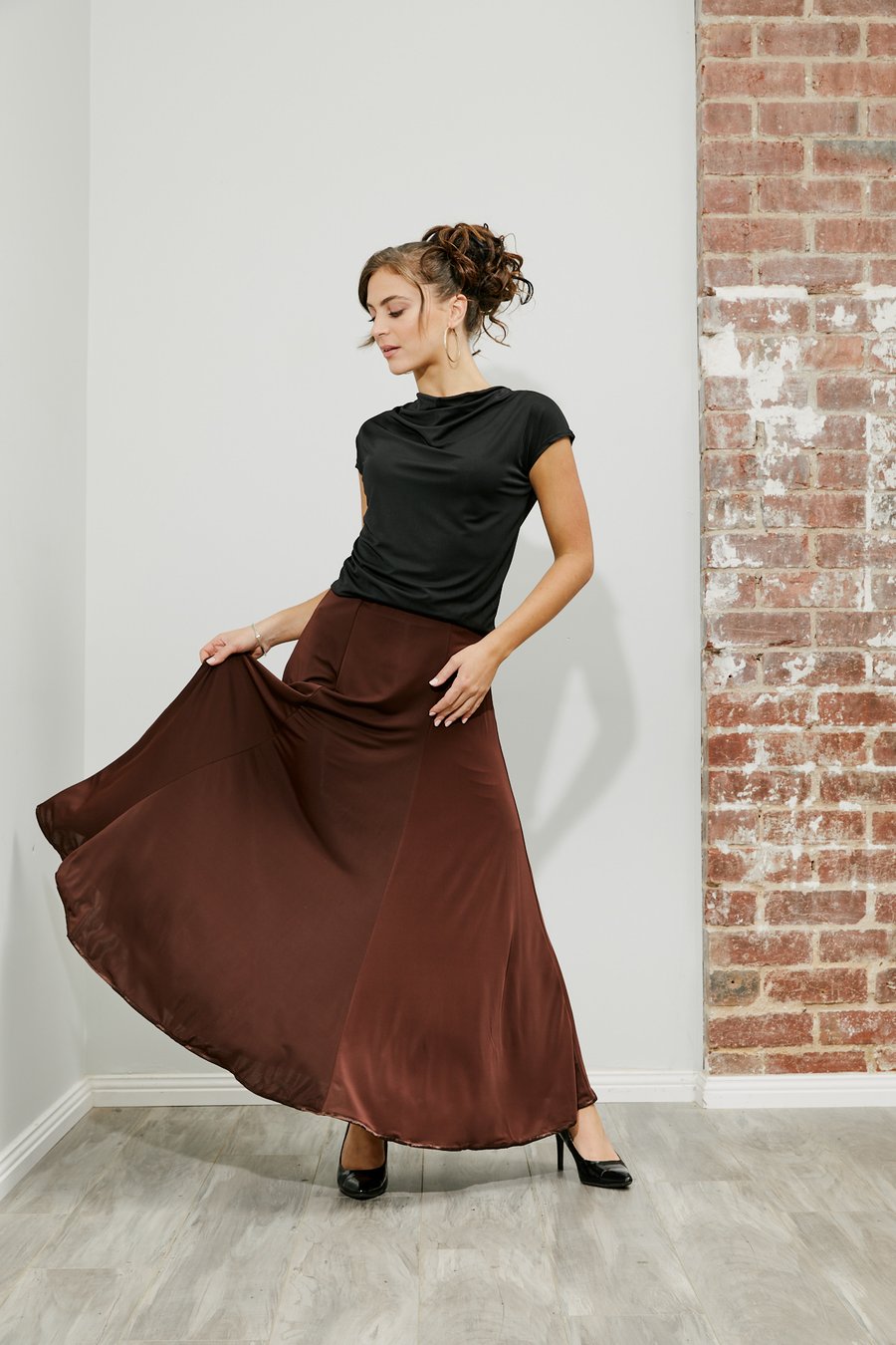 Image of Ballroom Panel Skirt - Choco (J3196) Dancewear latin ballroom
