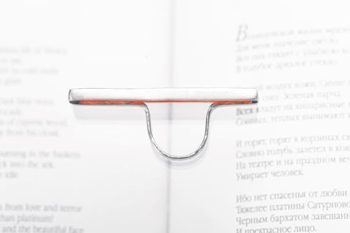 Image of "Тень от львиного крыла" silver ring with red acrylic glass