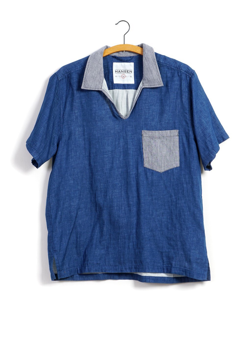 Hansen Garments PHILLIP | Short Sleeve Pull-On Shirt | flower/navy, indigo/stripe