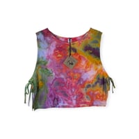 Image 1 of S 100% Cotton Woven Side-Tie Top in Euphoria Watercolor Ice Dye