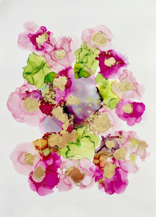 Image of ‘Geraldton Wax’ A3 print with gold leaf foil