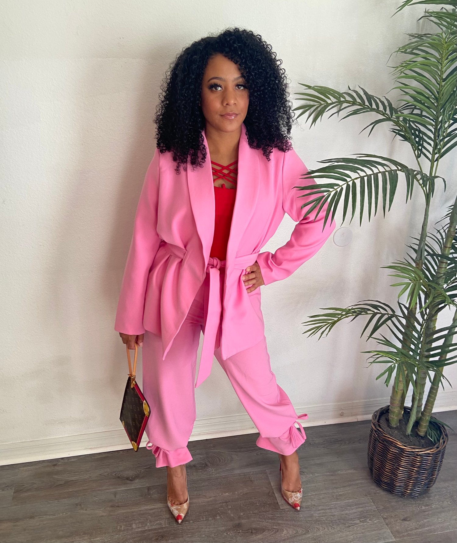 Hot Pink Blazer Pants Set