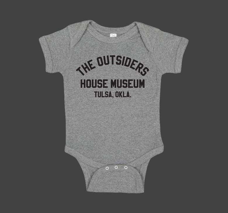 Image of THE OUTSIDERS HOUSE MUSEUM TULSA. Onesie Heather Grey.