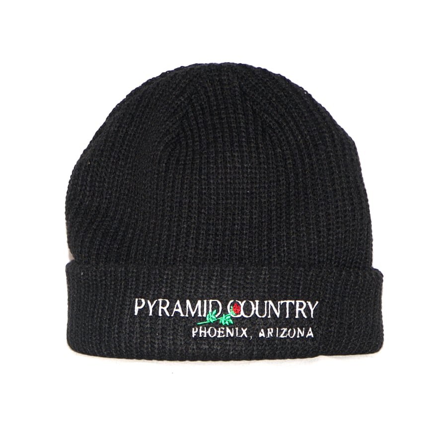 Black top pyramid beanie
