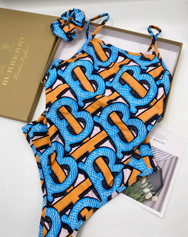 Burberry Orange Blue One Piece