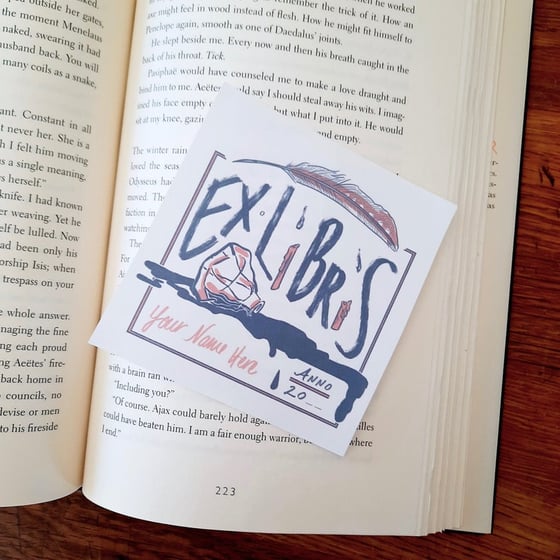 Image of Ex Libris "Poe" | Original, Hand Drawn, Exclusive* Use Ex Libris Bookplate Design