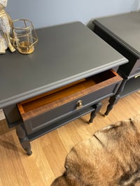 Image 4 of Stunning dark grey & gold leaf bedside tables 