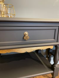 Image 3 of Stunning dark grey & gold leaf bedside tables 