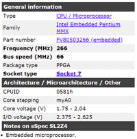 Image 3 of Intel Pentium MMX (Tillamook) 266MHz SL2Z4 (Modded for desktop M/Bs)