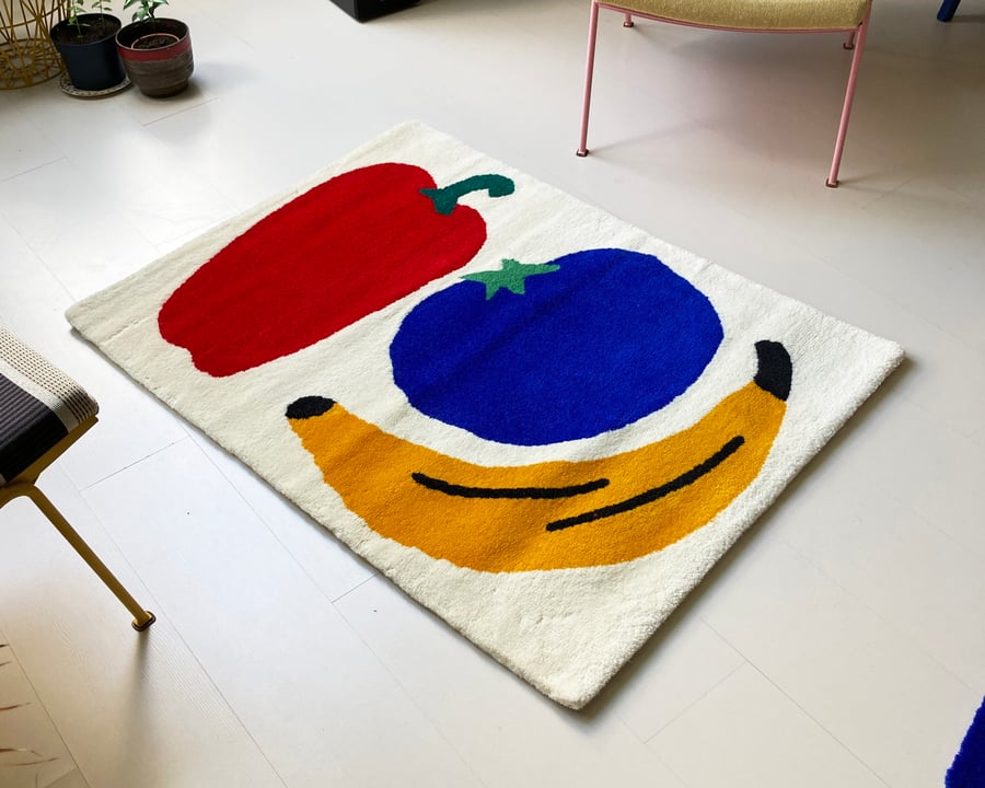 Image of Blue tomato rug made to order
