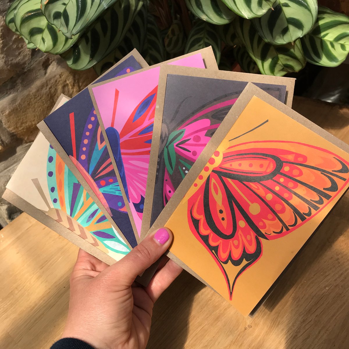Butterfly cards - set of 5)