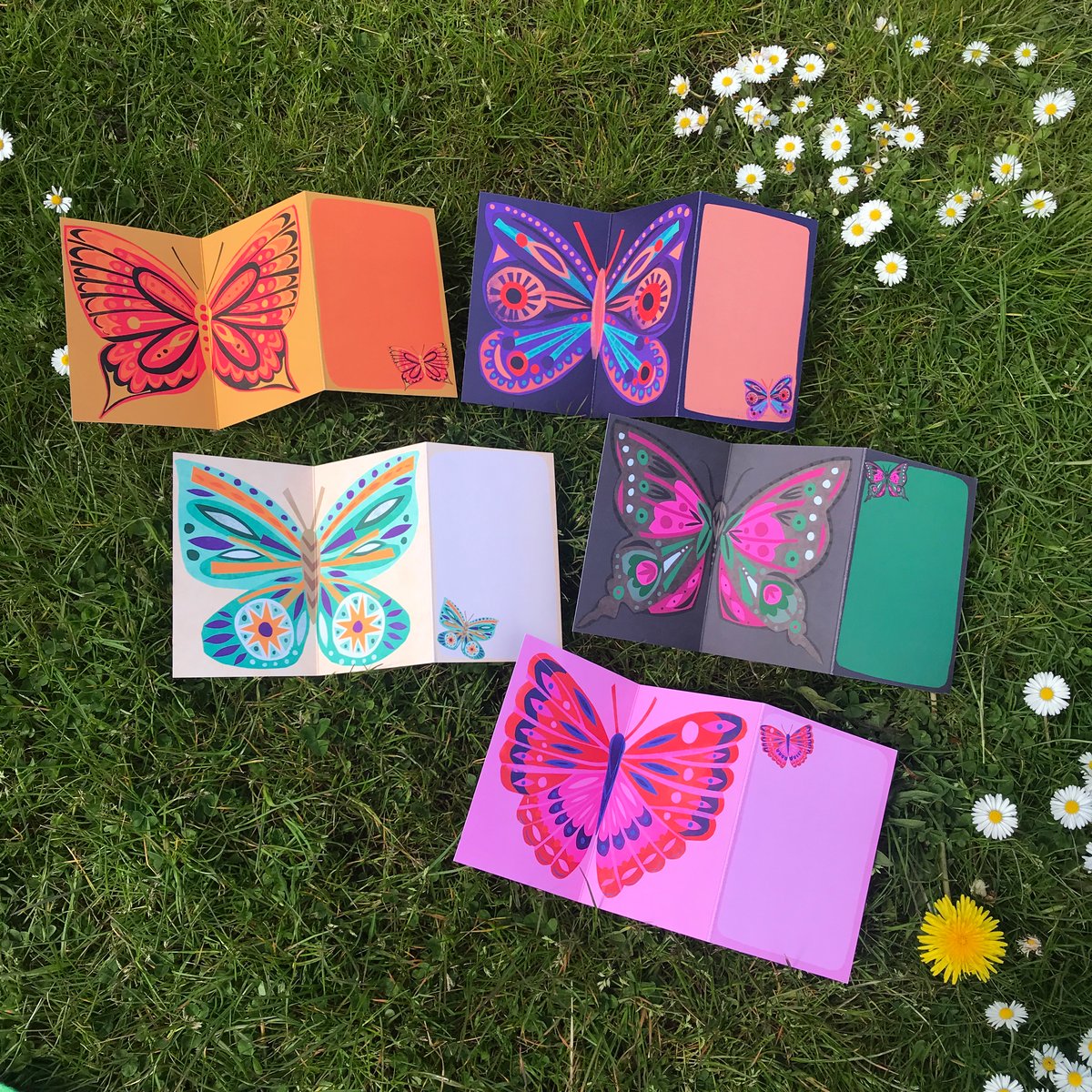 Butterfly cards - set of 5)