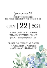 Image 3 of Eucalyptus & Greenery Wedding Invitation & Insert