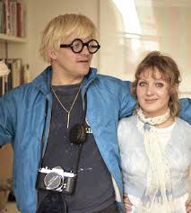 Image of after david hockney / celia in a black dress / 26/005