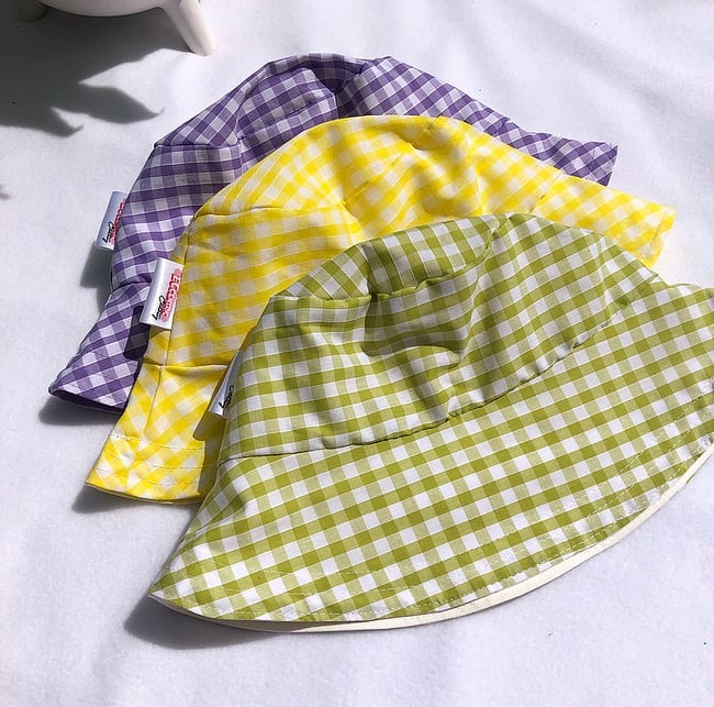 Multiple colours* Gingham reversible bucket hat 