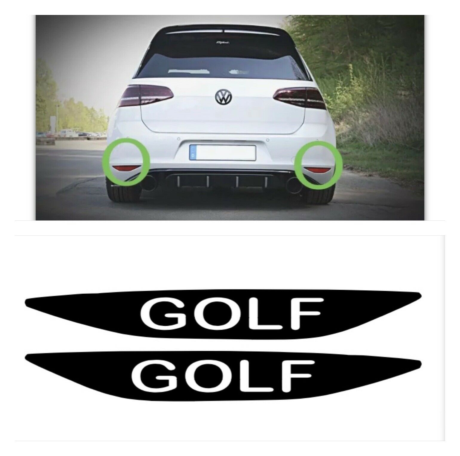 X2 Vw Golf Mk7 Golf Rear Bumper Reflector V2 Overlay Decal Sticker ...