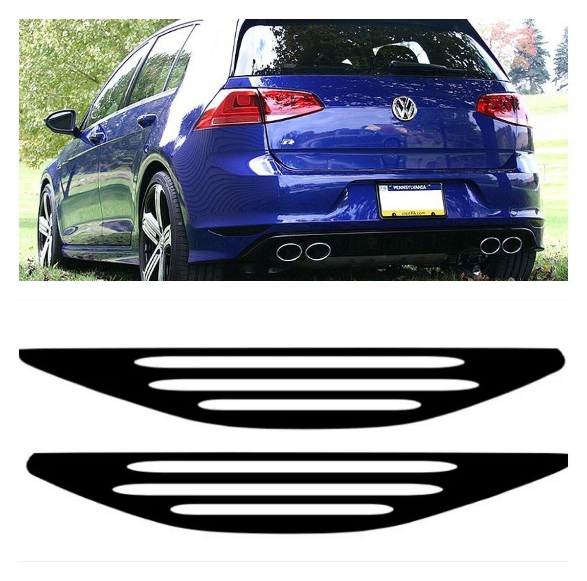 X2 Vw Golf Mk7 Golf Rear Bumper Reflector Overlay Decal Sticker | QsCustom