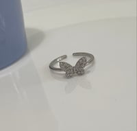 Butterfly sparkly silver ring