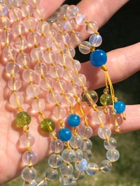 Image 3 of Blue Moonstone Mala with Apatite, Brazilian Citrine, and Gem Peridot