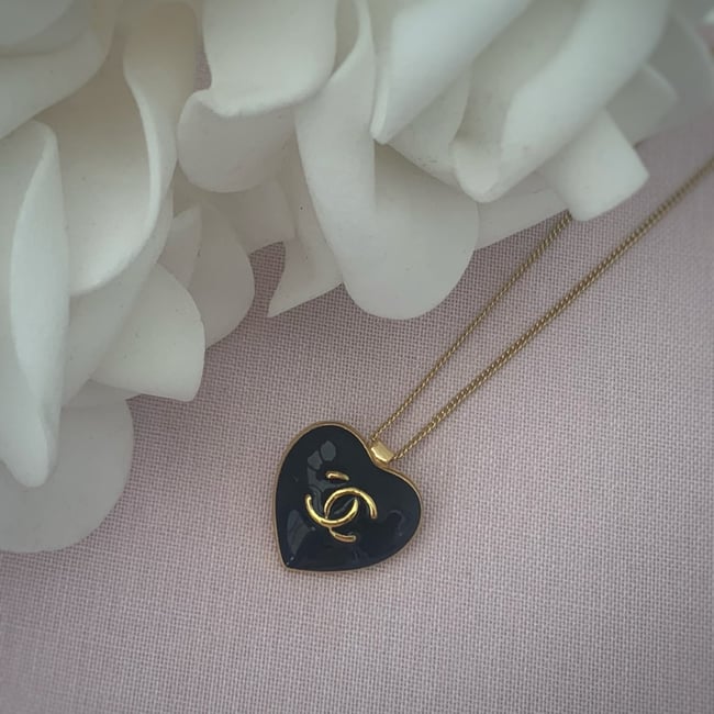 Reworked Chanel Black Heart Pendant