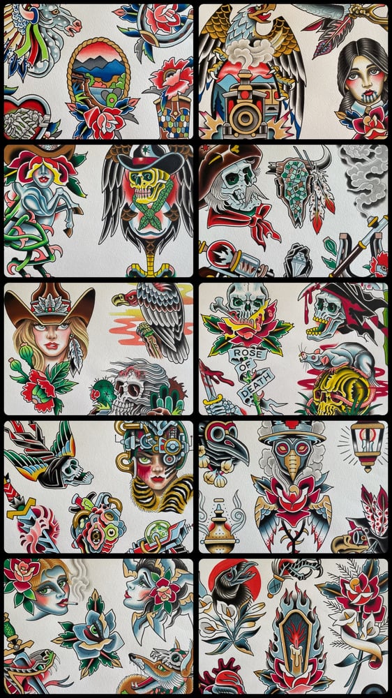 Image of Glessner 2020 Tattoo Flash Set #1 