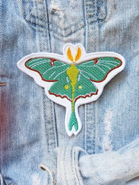 Image 4 of Mystical Luna Moth Embroidered patch.