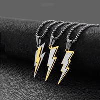Image 2 of 3D Lightning Bolt Gold/Silver Pendant & Chain (Stainless Steel)